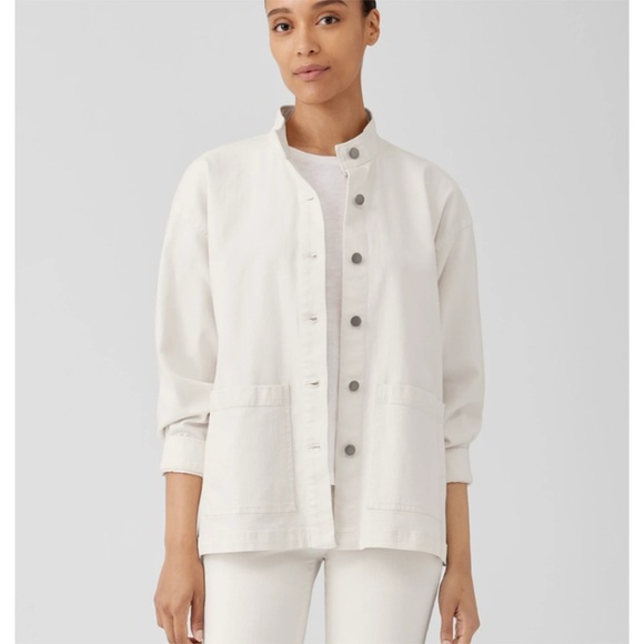 Eileen Fisher Jackets & Blazers - Eileen Fisher Cotton Hemp Stretch Stand Collar Jacket